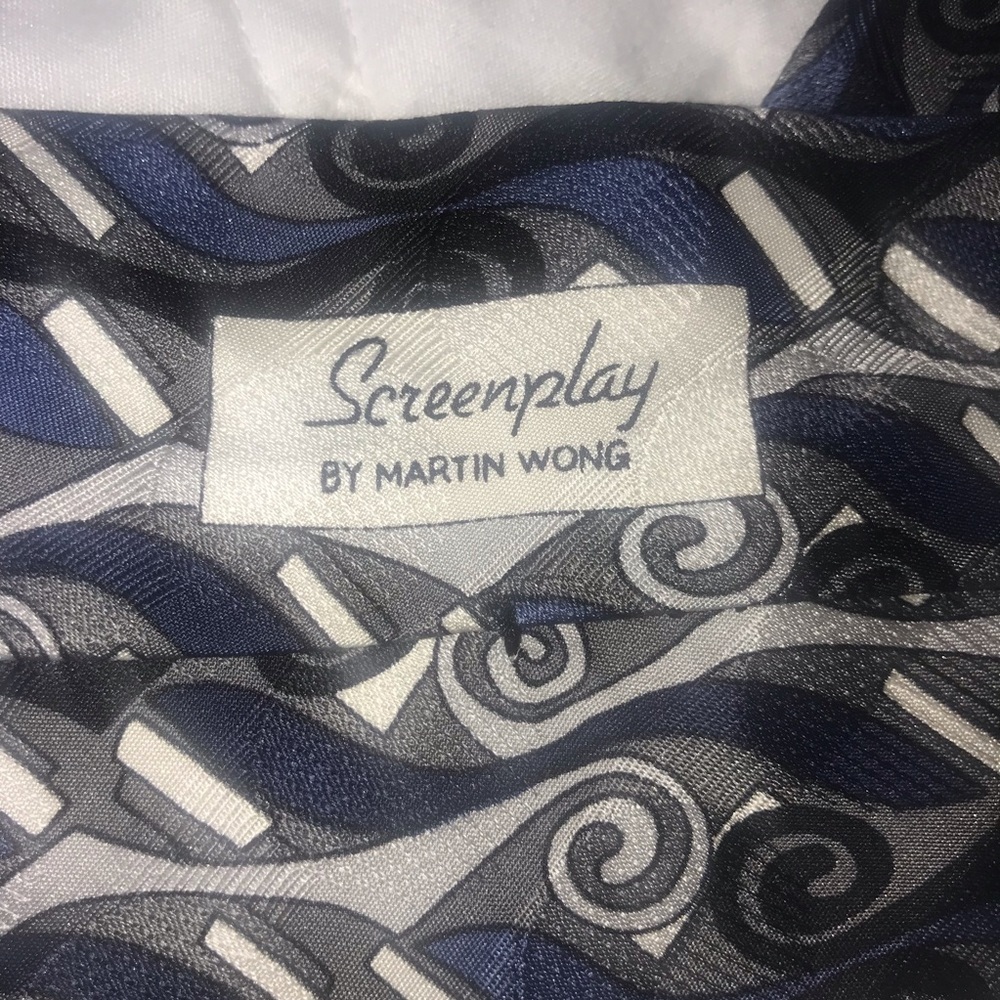Screenplay by Martin Wong Men’s Tie Blue - Picture 4 of 6